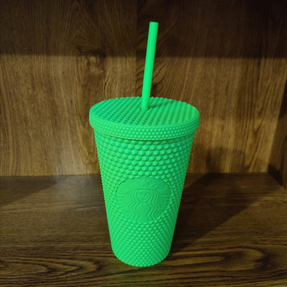 NWT Starbucks 2021 Neon Green Studded Cold Cup